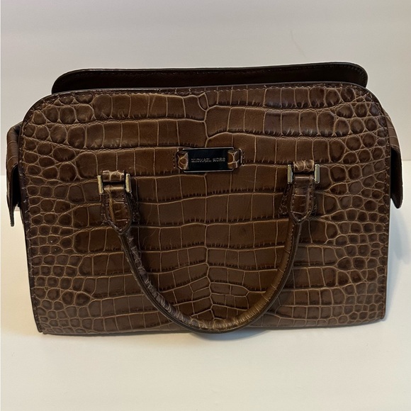 Michael Kors Gia Satchel – Coffee Crocodile Embossed Leather - Picture 1 of 13
